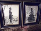 Framed vintage silhouettes of Abraham Lincoln and Mary Todd Lincoln