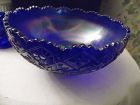 Imperial Aurora Jewels Hattie  blue carnival glass 7.5  bowl