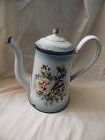 Antique French enamelware / graniteware coffee pot pansies and roses