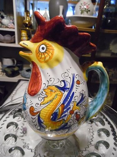 Majolica Deruta Rooster pitcher made in Italy