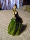 Royal Doulton lady figurine Fleur green dress holding rose HN 2368