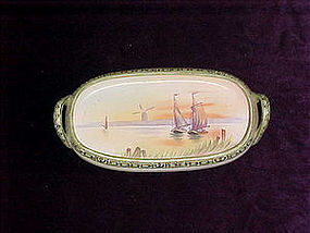 Hand painted Nippon pin tray sailboats and sunset