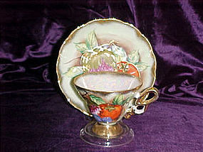 Fruit, fancy teacup & saucer set