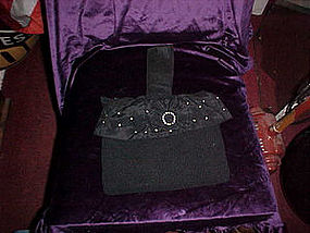 Vintage black handbag with rhinestones