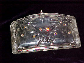 Clear lucite clutch purse w/ rhinestones