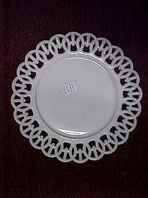 Westmoreland milk glass plates, wicket pattern