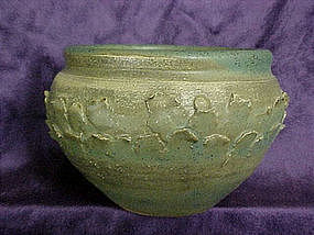 green pottery vase