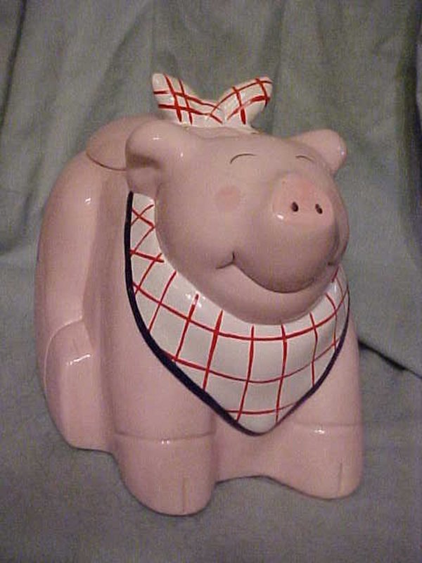 Pig with a bib cookie jar