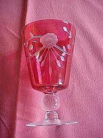 Glastonbury Lotus 553-3 ball stem cranberry wine glass