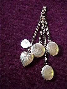 chatelaine of  5 engraved gold lockets