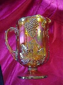 Indiana Glass Harvest, gold carnival footed pitcher