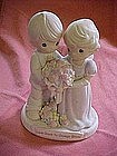 "Love vows to always bloom" Precious moments figurine cake topper