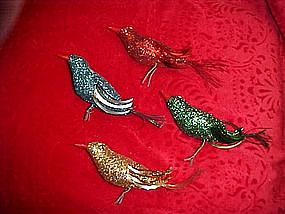 Retro glitter bird Christmas ornaments