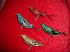 Retro glitter bird Christmas ornaments