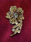 Vintage flower pin with rhinestones