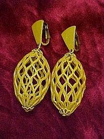Yellow retro 60s birdcage earrings