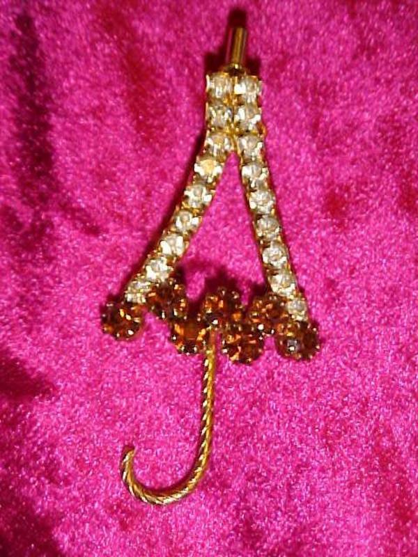 Parasol pin with rhinestones