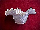 Fenton milk glass hobnail ruffled bowl