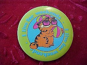 Garfield,I Live For Weekends, pinback button