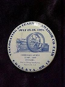 Early Days Gas Engine & tractor 20 year pin back button