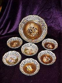 Schumann Dresden, hand painted portraits, 7 pc nut set