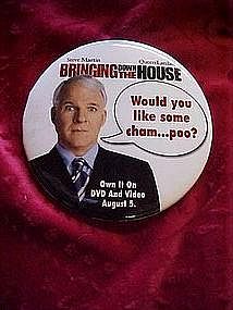 Bringing down the house, promotional pin back button