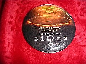 Signs, promotional pin back button for video release