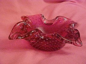 Murano  rose colored control bubble candy dish