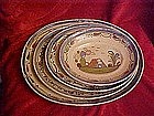 Vintage Mexican pottery , hand painted nesting platters