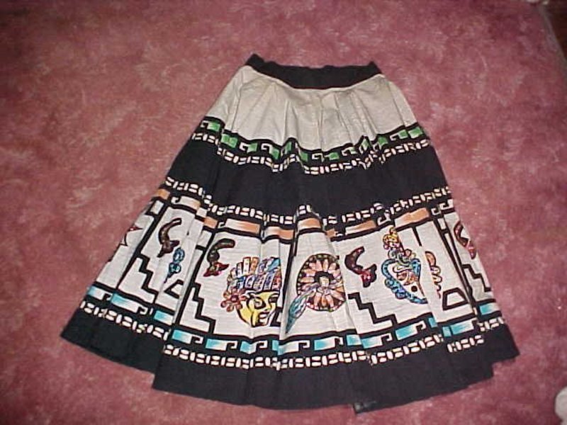 Vintage 40's hand painted /sequins Mexican circle skirt