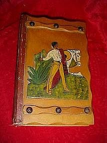 Wood book box safe with Mexican applied carving