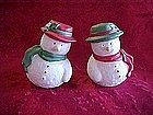 Little bisque snowman salt and pepper shakers