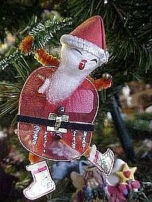 Spun cotton and nylon pipe cleaner Santa tree ornament