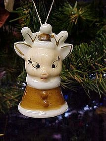 Vintage porcelain reindeer bell, ornament