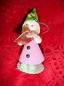 Vintage Santa / elf paper mache and chennile ornament