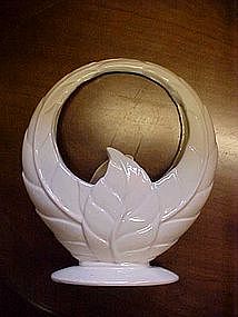 Vintage white pottery/ceramic leaf basket