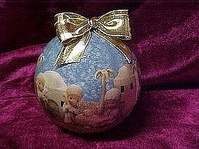 Enesco Precious Moments decopage Christmas ornament 1991