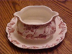 Alfred Meakin  pink Florette gravy with underplate
