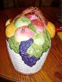 Hand painted fruit basket cookie jar
