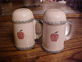 Large sponged apple design salt & pepper shakers