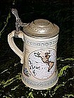 Authentic West Germany beer stein, hemisphere maps