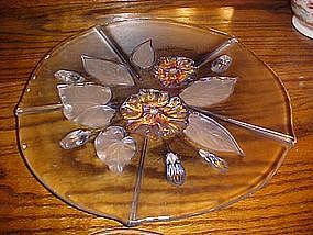 Mikasa (?) crystal and satin floral cake plate