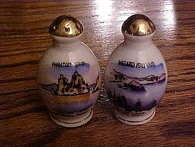 Souvenir  shakers from Crater Lake, hand painted