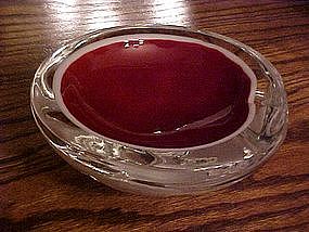 Murano style glass ashtray, red