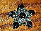 Large vintage  rhinestone star pin, multi blue colors