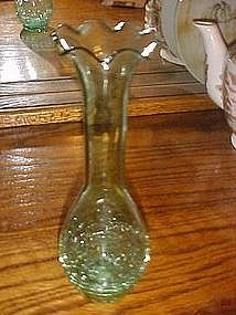 Mint green, hand blown crackle glass vase