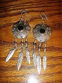 Sterling silver and onyx Native American earrings