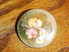 Hand painted floral china pin/brooch