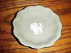 Green  Wedgewood jasperware pin dish, three ladies