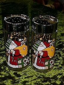 Santa Claus, Seasons greetings, clear glass shakers